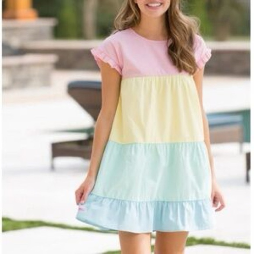 Simply Southern Mini Dress in Pastel Color Block XXL 2XL